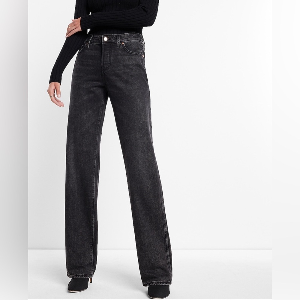 Express Low Rise Baggy Straight Jeans size 12 Long